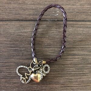Faux leather charm bracelet